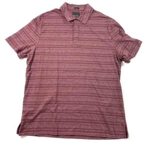 01. Algo Mens Slim Short Sleeve Polo Shirt Maroon Heathered Stripe - Picture 1 of 6